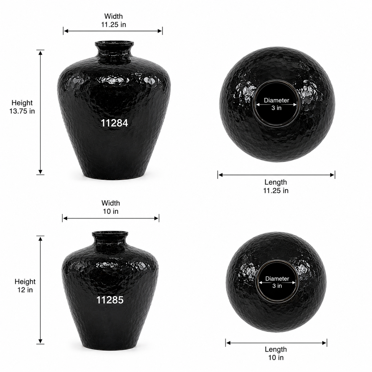 Ebonique Textured Amphora Ceramic Vase