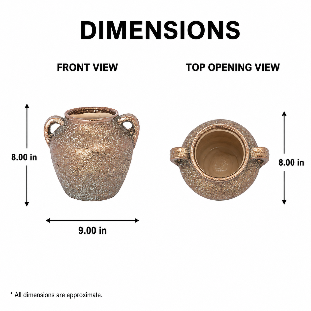 Elsbeth Ceramic Lava Texture Amphora Urn Vase with Loop Handles