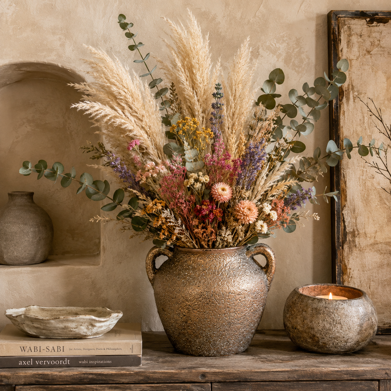 Elsbeth Ceramic Lava Texture Amphora Urn Vase with Loop Handles