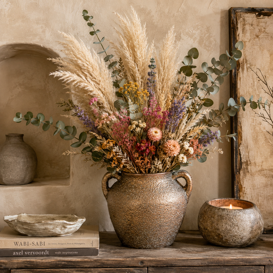 Elsbeth Ceramic Lava Texture Amphora Urn Vase with Loop Handles