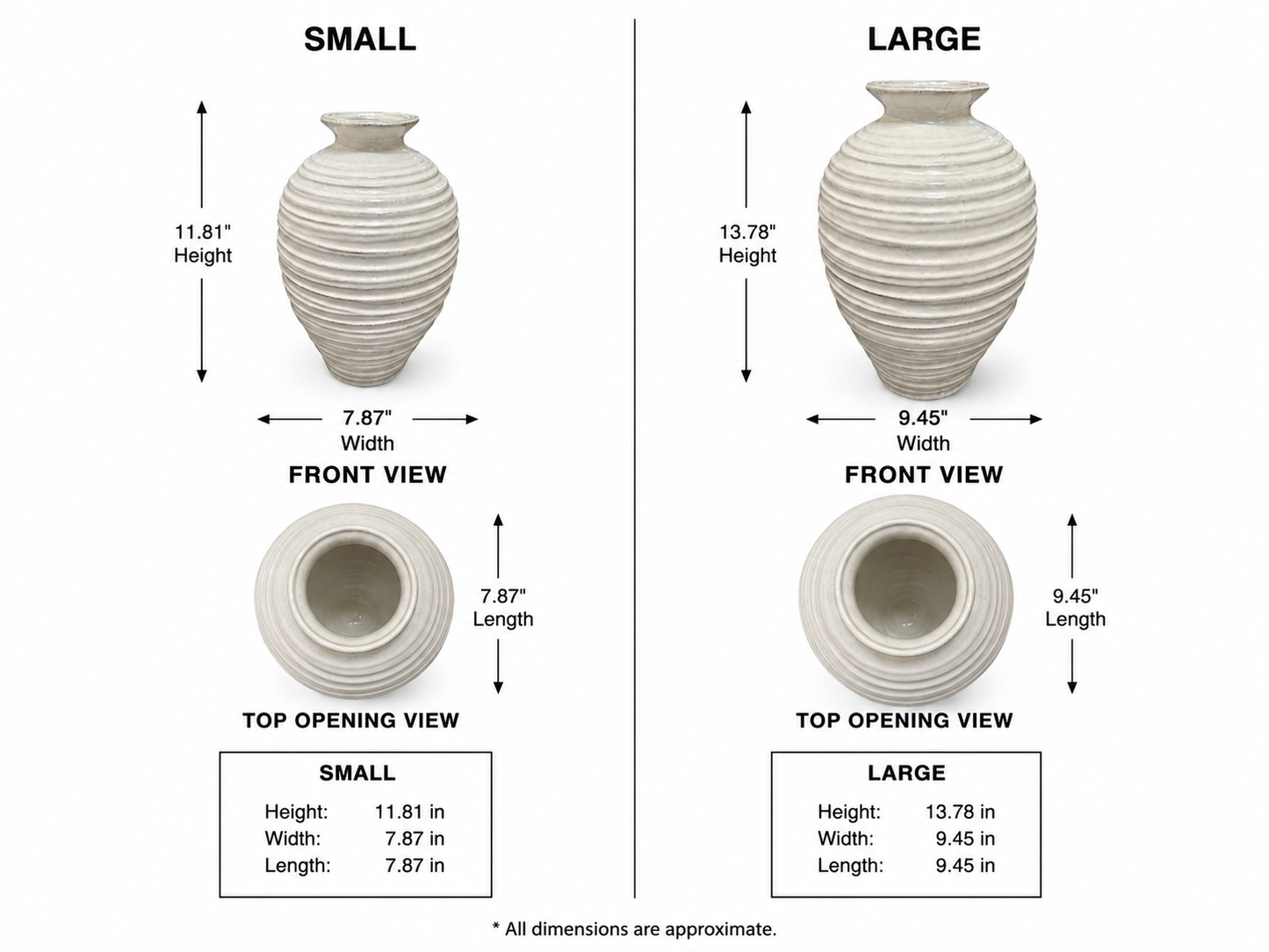 Enzie Beehive-Ridged Ceramic Vase