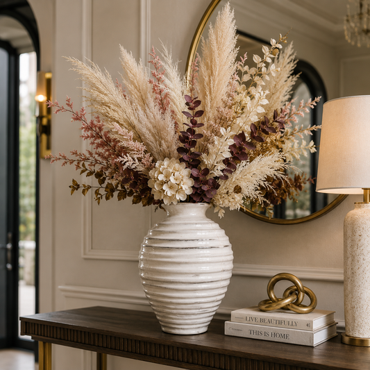 Enzie Beehive-Ridged Ceramic Vase