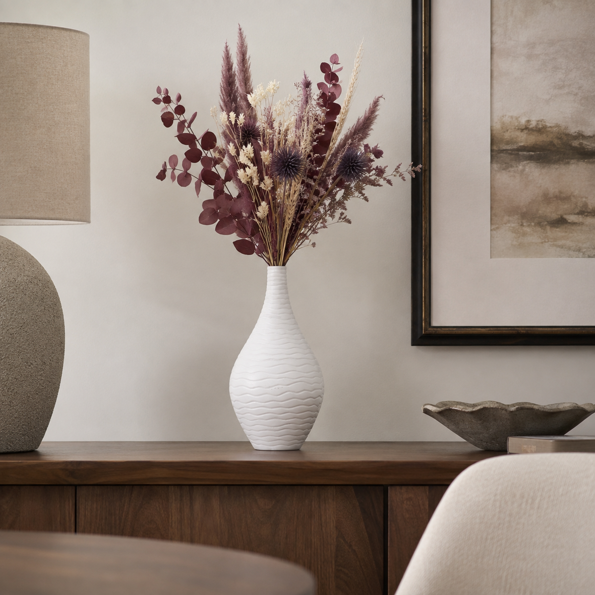 Esau Ribbed Ceramic Bottle Vase
