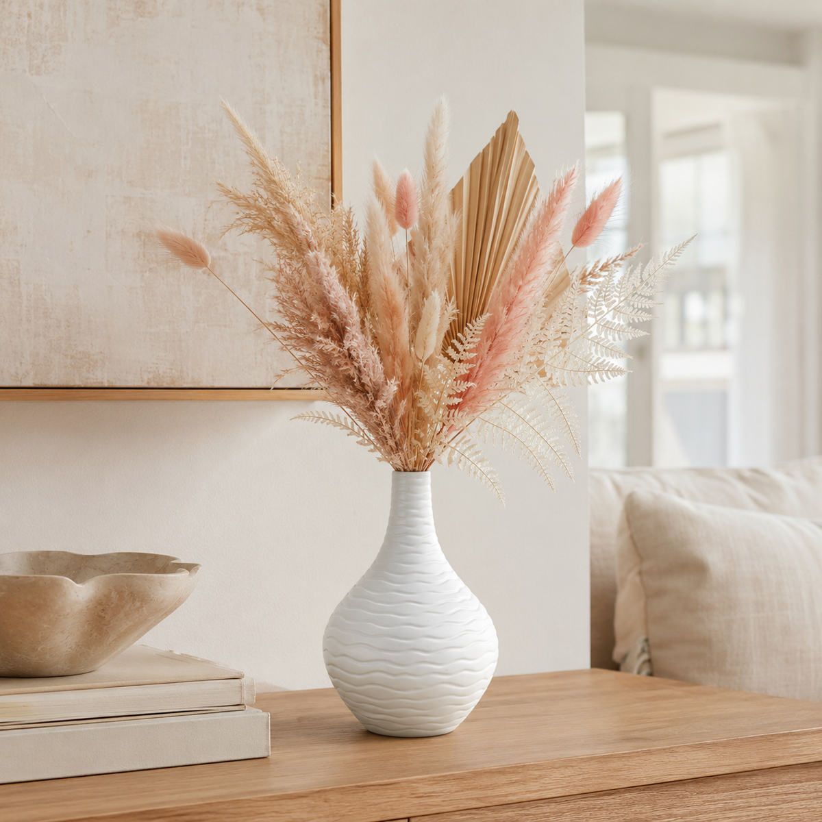 Esau Ribbed Ceramic Bottle Vase