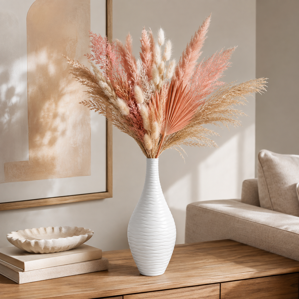 Esau Ribbed Ceramic Bottle Vase