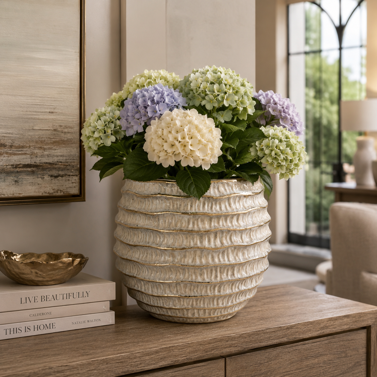 Fran Ribbed Stoneware Planter