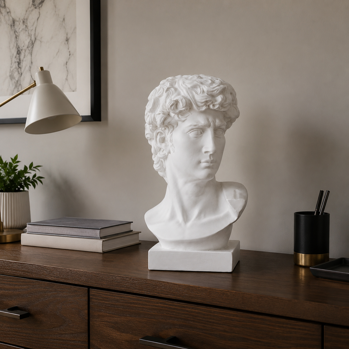 Gaviel White Resin Head Sculpture