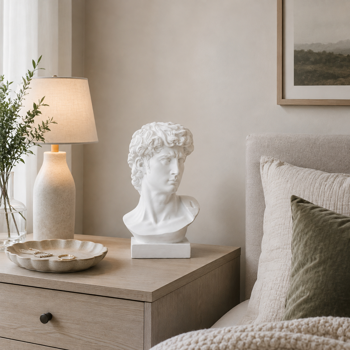 Gaviel White Resin Head Sculpture