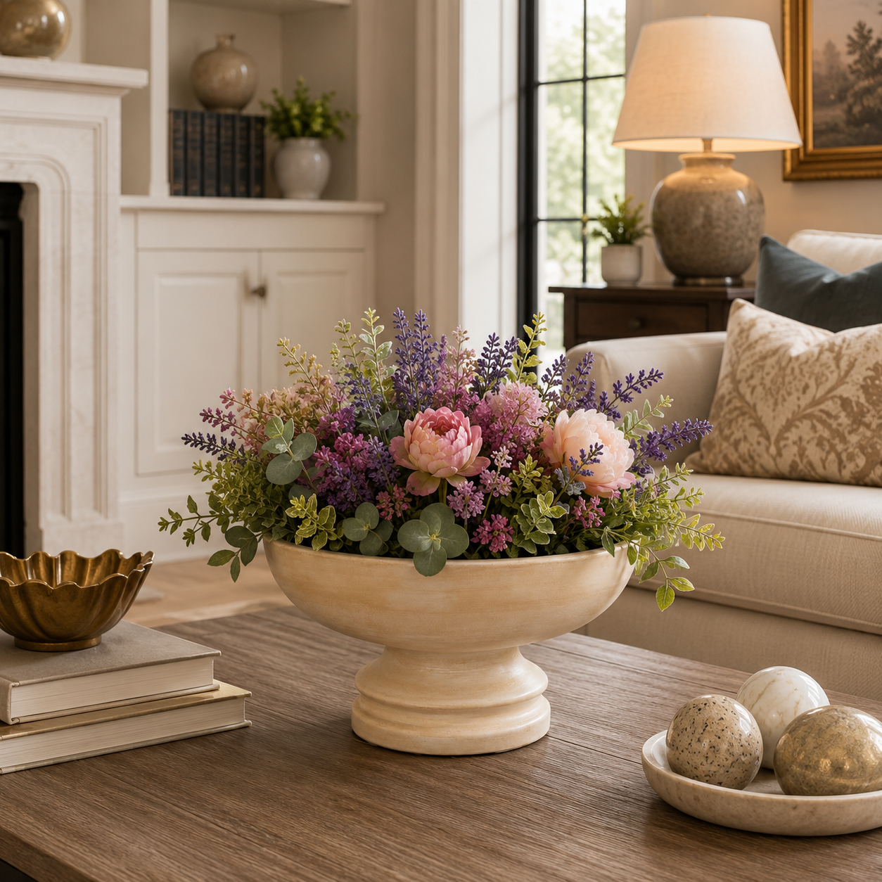 Gene Pedestal Cement Bowl Planter