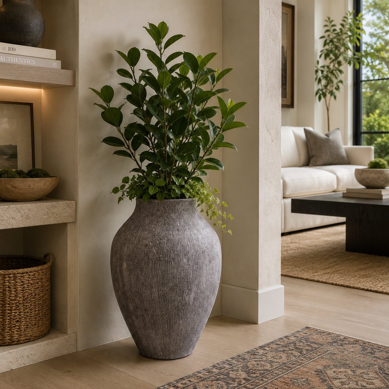 Gianie Textured Terracotta Floor Vase