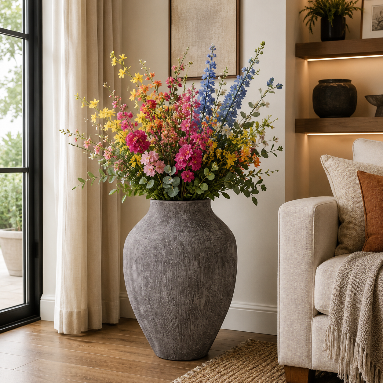 Gianie Textured Terracotta Floor Vase