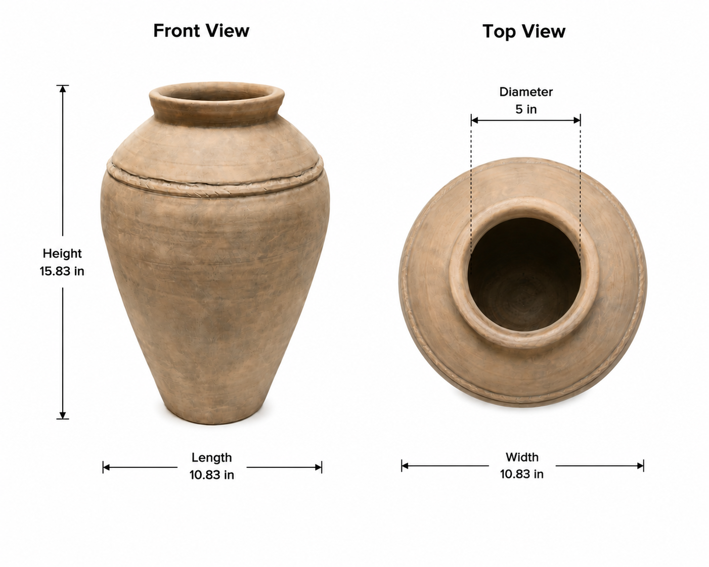 Hallel Artisan Terracotta Vase with Braided Accent Detail