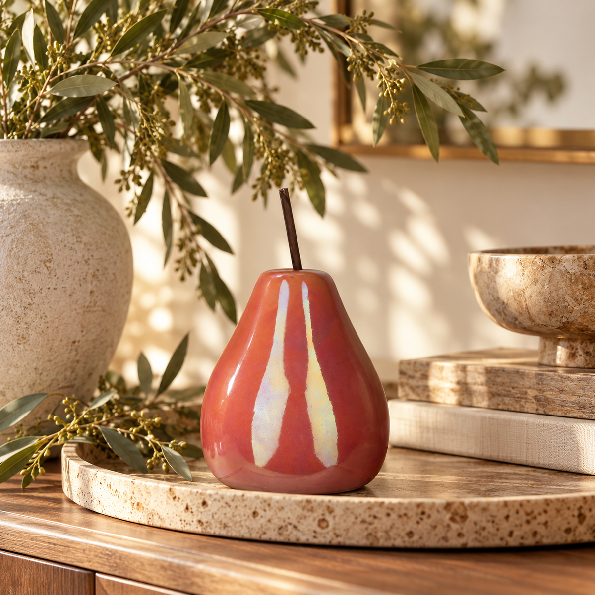 Hazel Pearlescent Ceramic Pear Figurine