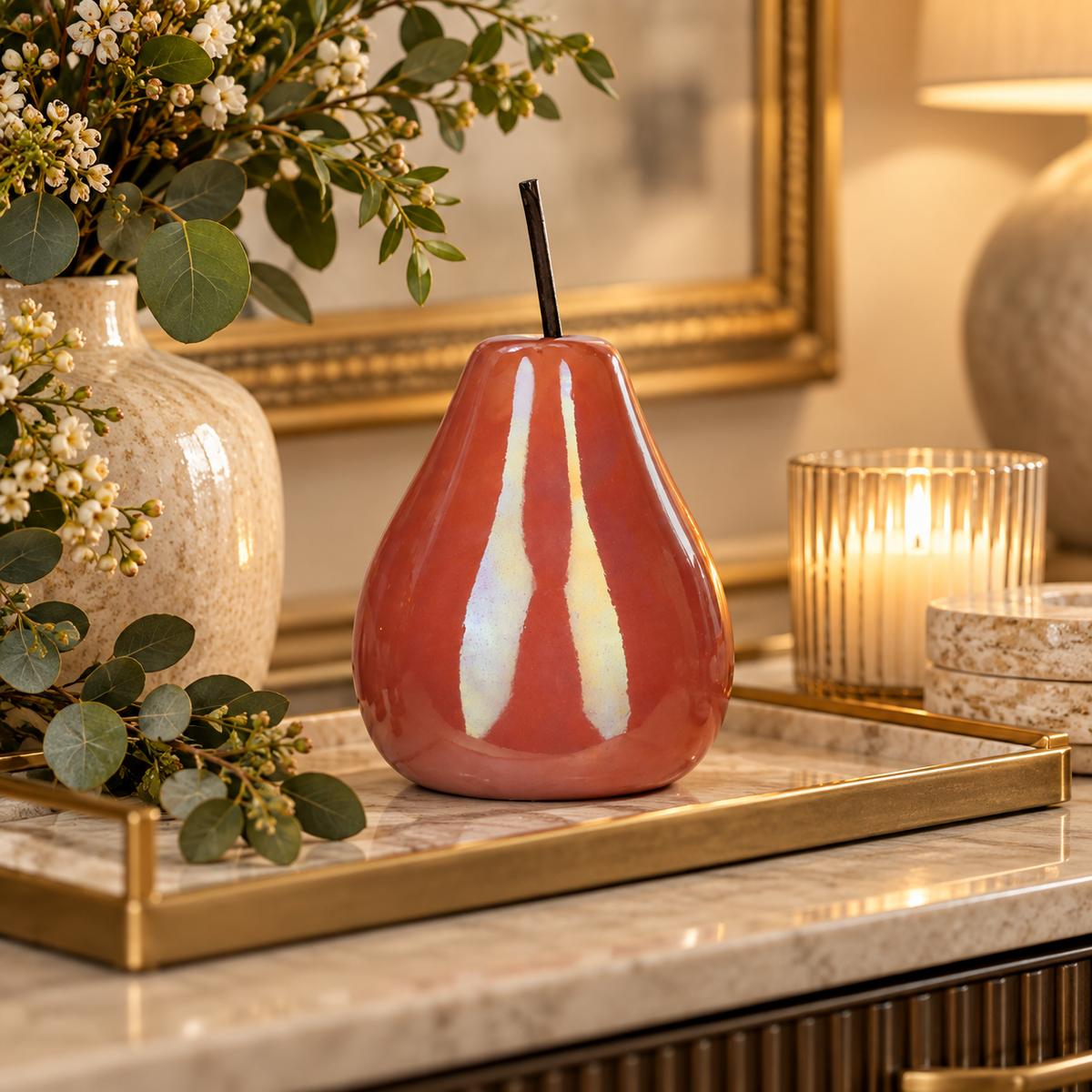 Hazel Pearlescent Ceramic Pear Figurine