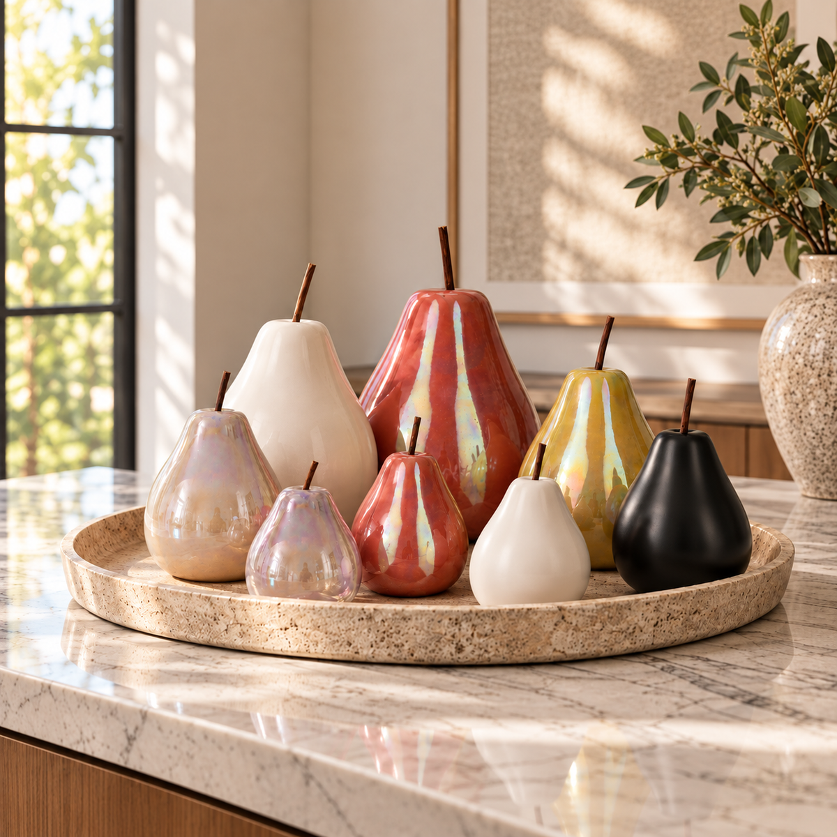 Hazel Pearlescent Ceramic Pear Figurine
