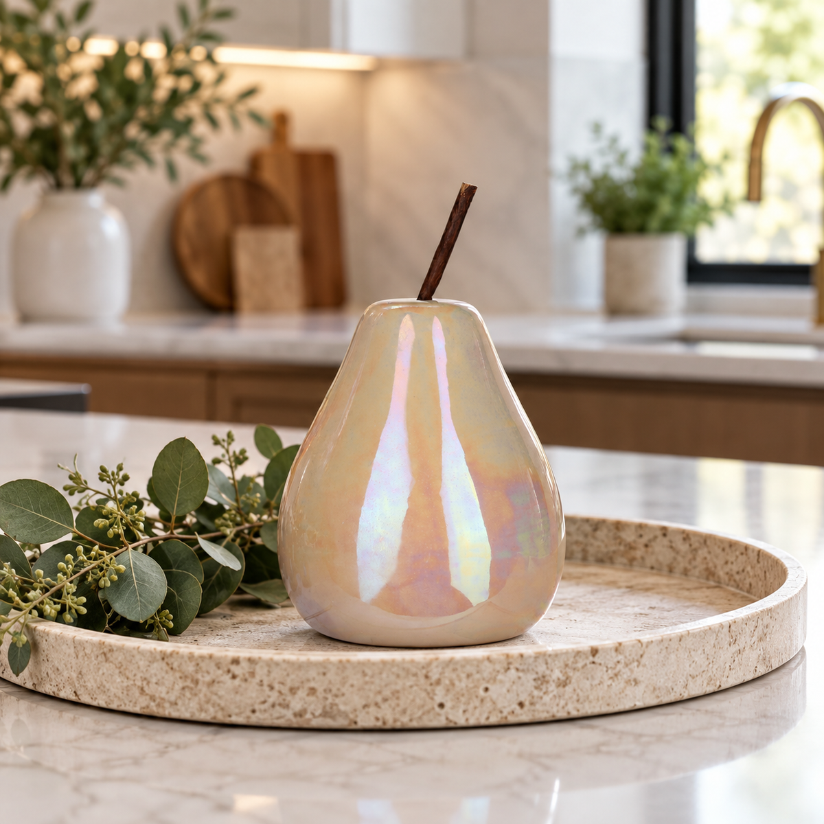 Hazel Pearlescent Ceramic Pear Figurine