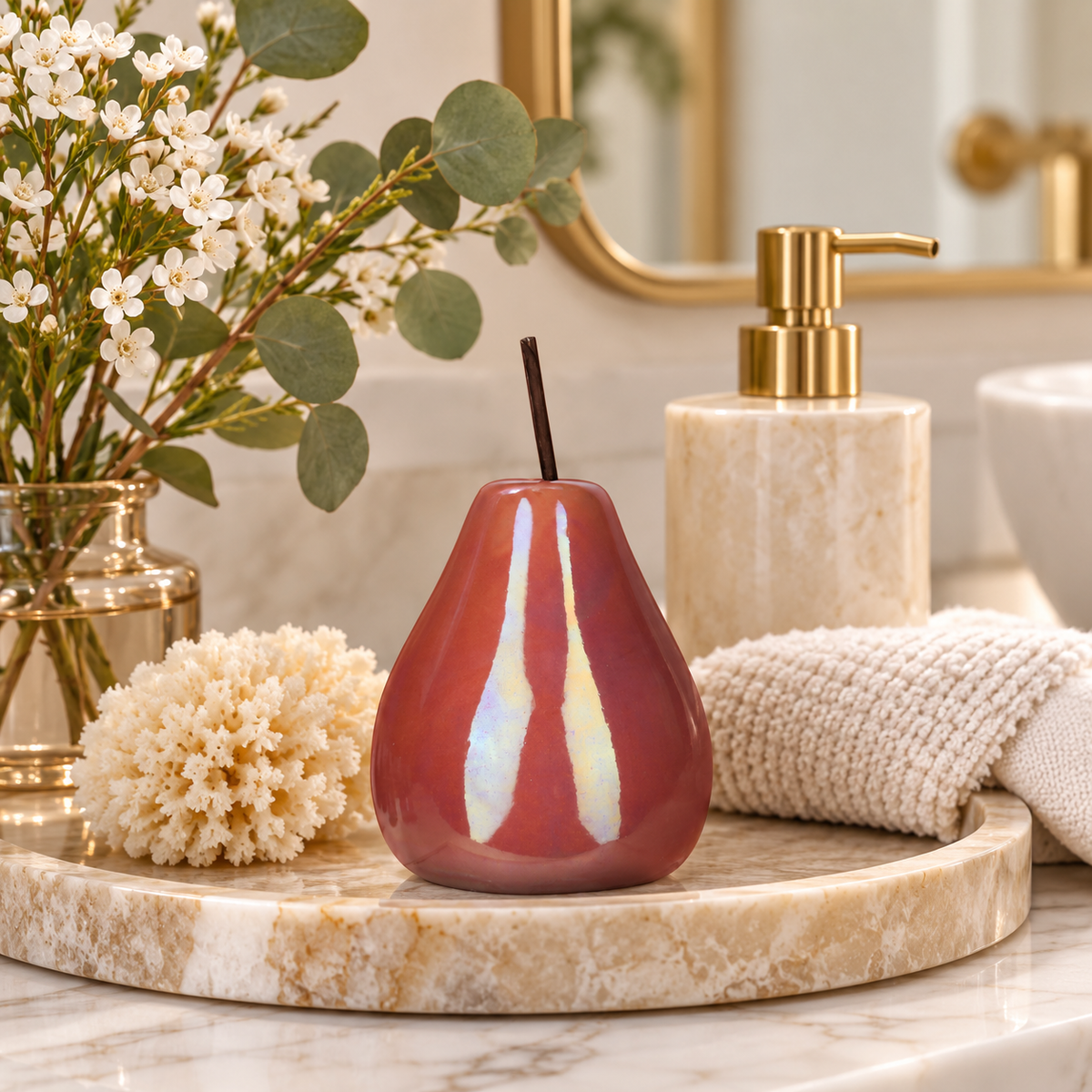Hazel Pearlescent Ceramic Pear Figurine