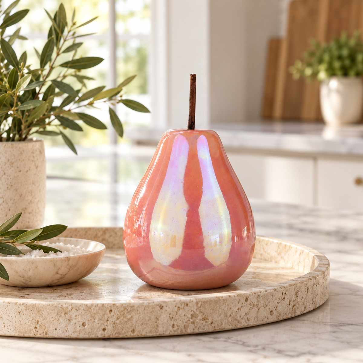 Hazel Pearlescent Ceramic Pear Figurine