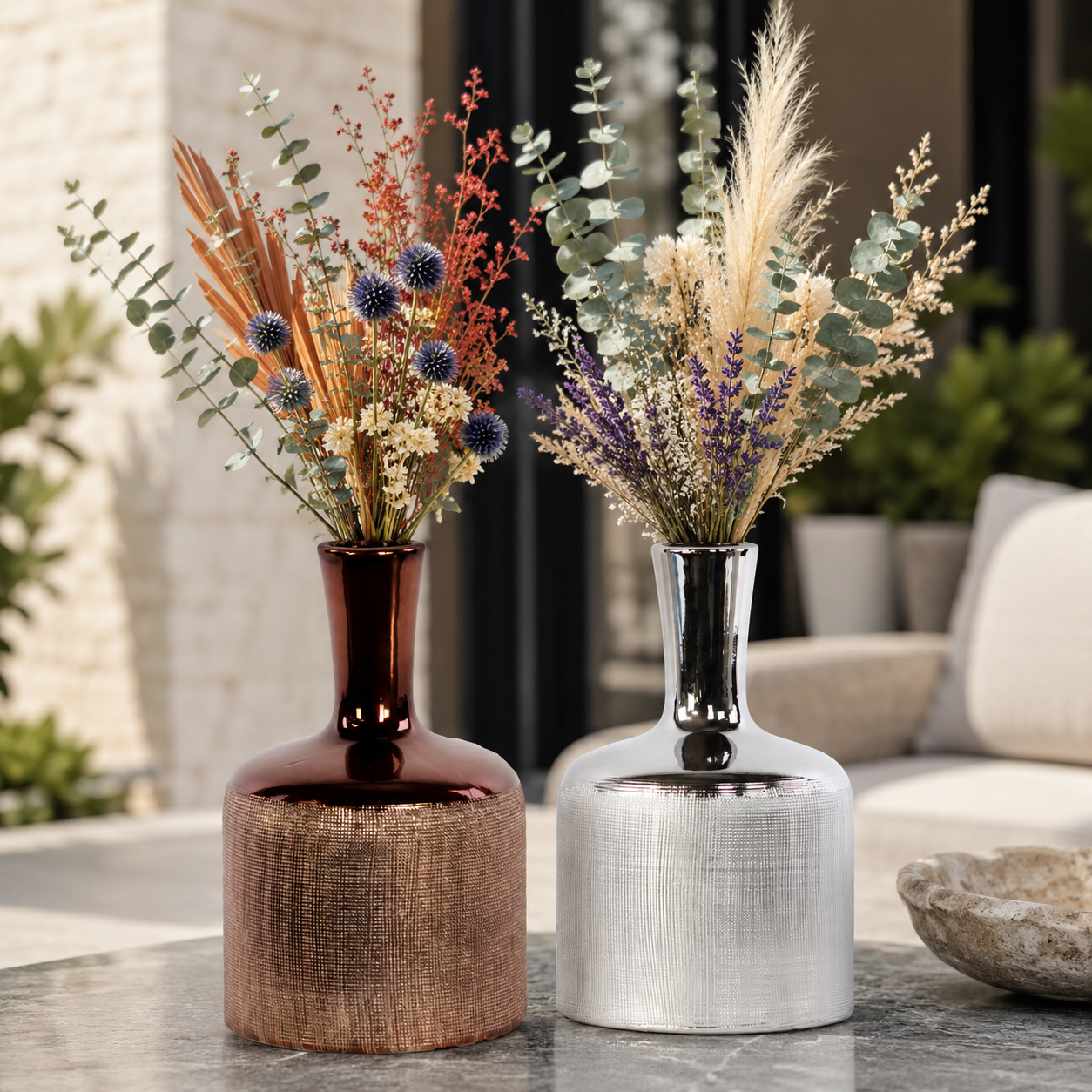Indie Engraved Ceramic Bottle Vase