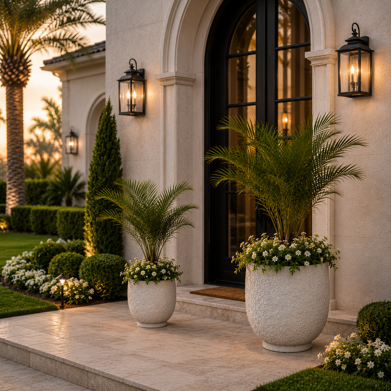 Irina Textured Cylinder Planters with Recessed Pedestal Base (Set of 2)