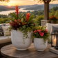 Irina Textured Cylinder Planters with Recessed Pedestal Base (Set of 2)