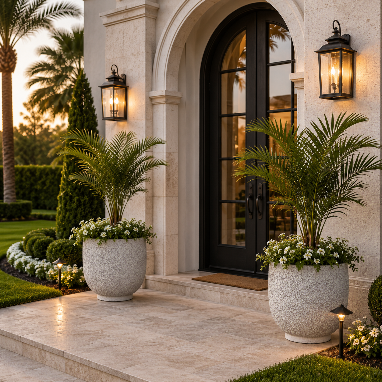 Irina Textured Cylinder Planters with Recessed Pedestal Base (Set of 2)