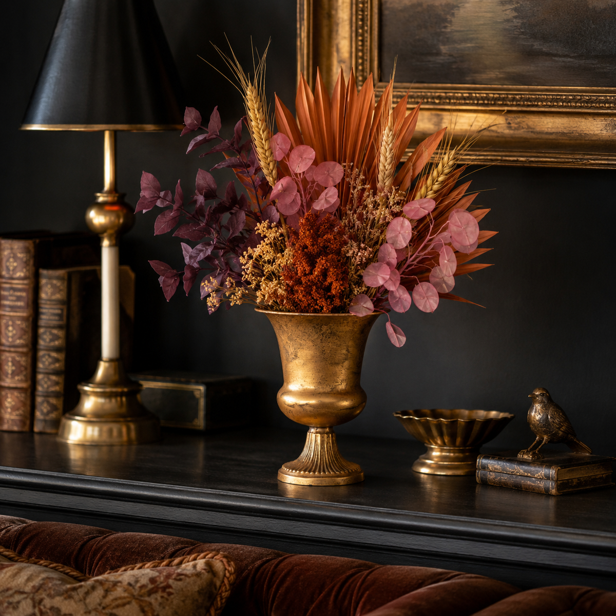 Kamryn Antique Gold Metal Urn Planter
