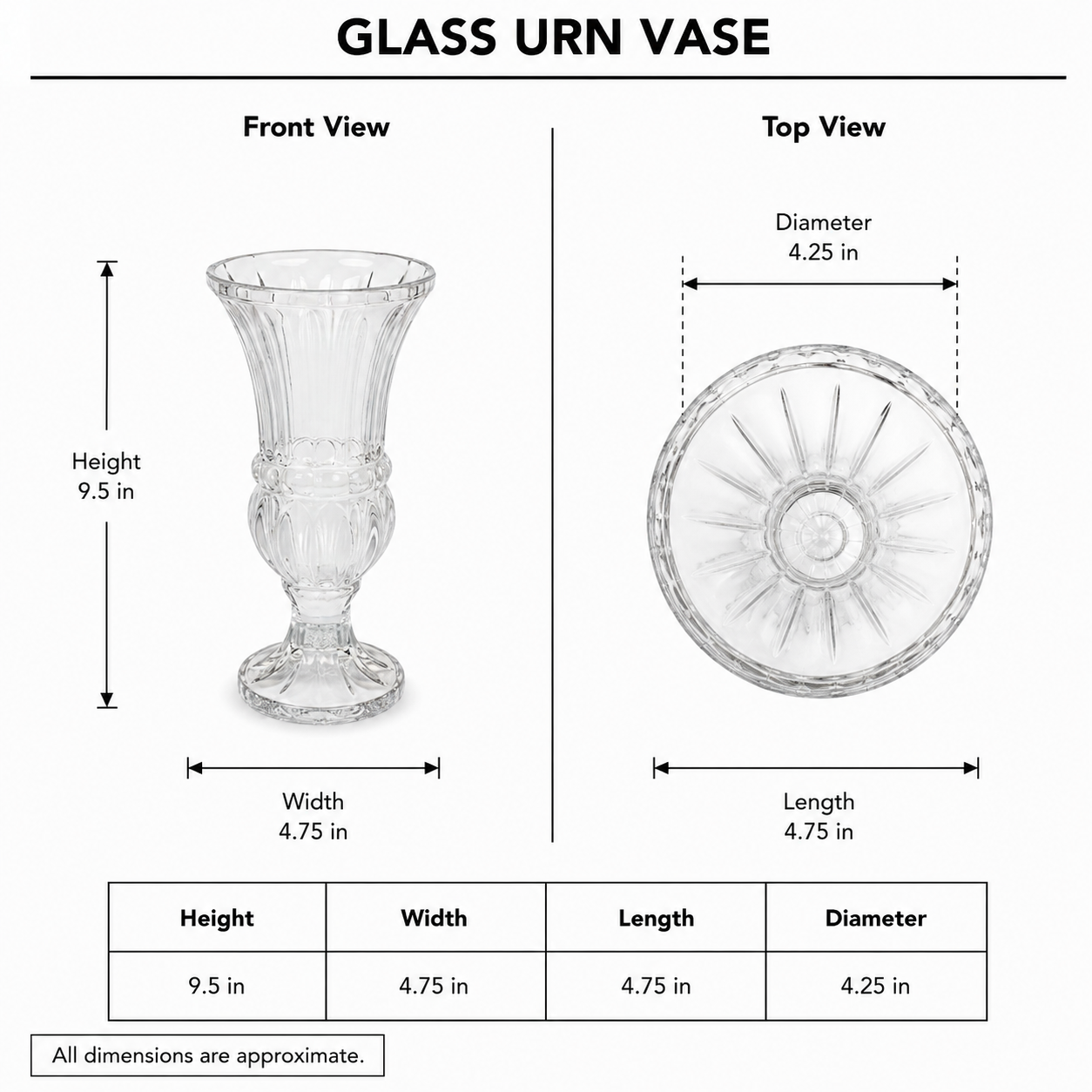 Kenzie Fluted Glass Pedestal Vase