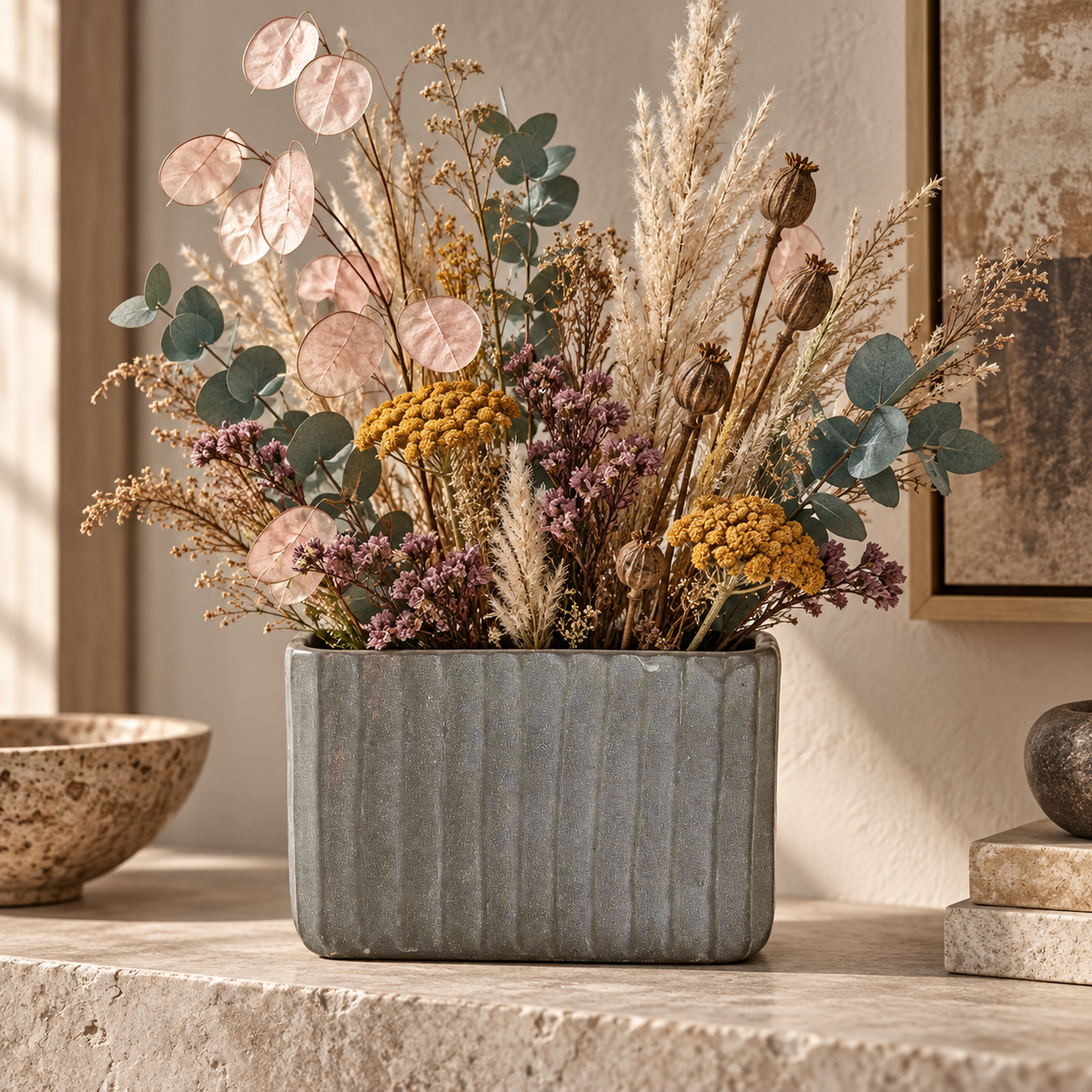 Lilijana Cement Tall Rectangle Pot