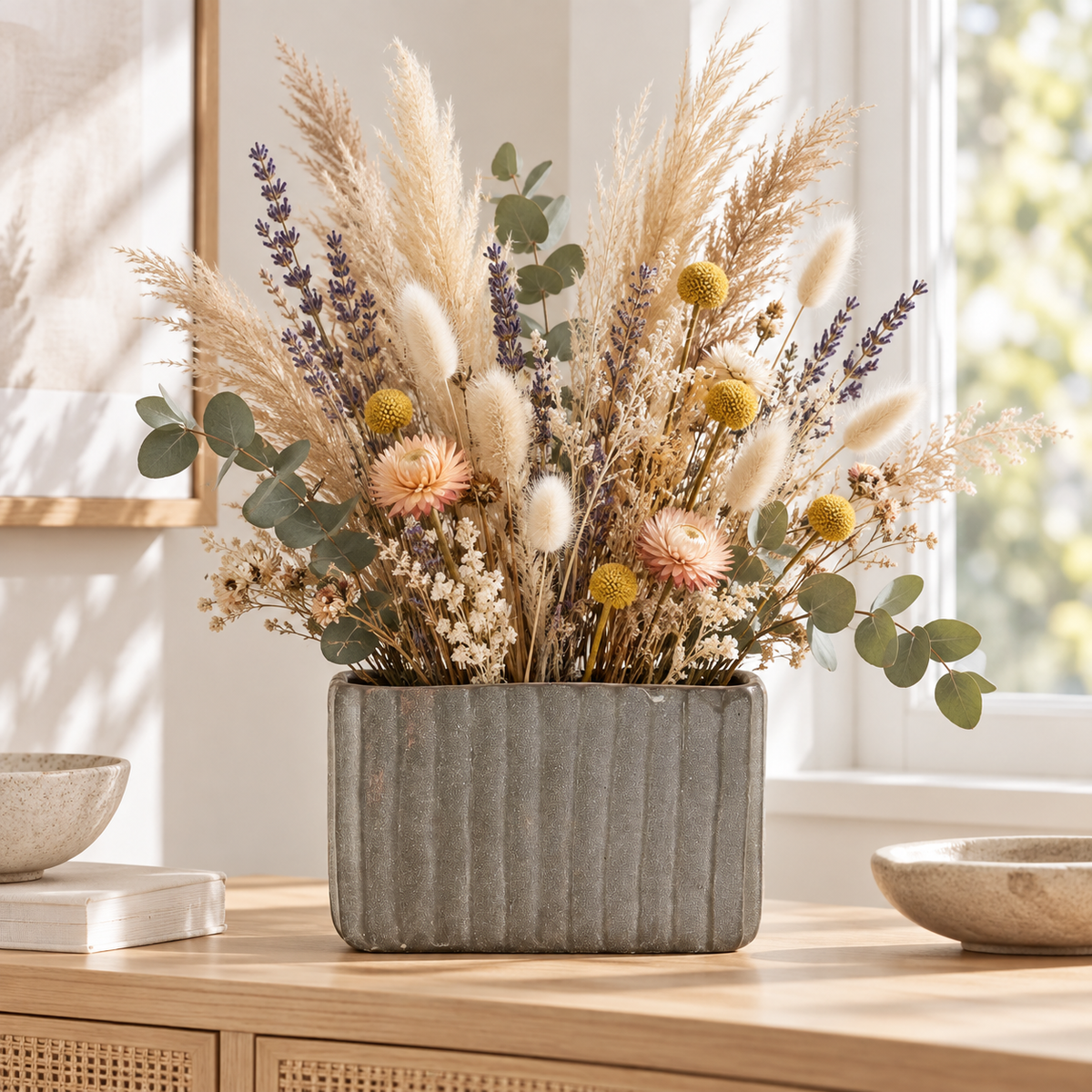 Lilijana Cement Tall Rectangle Pot
