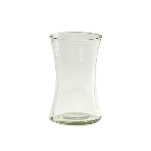Clear glass vase on a white background