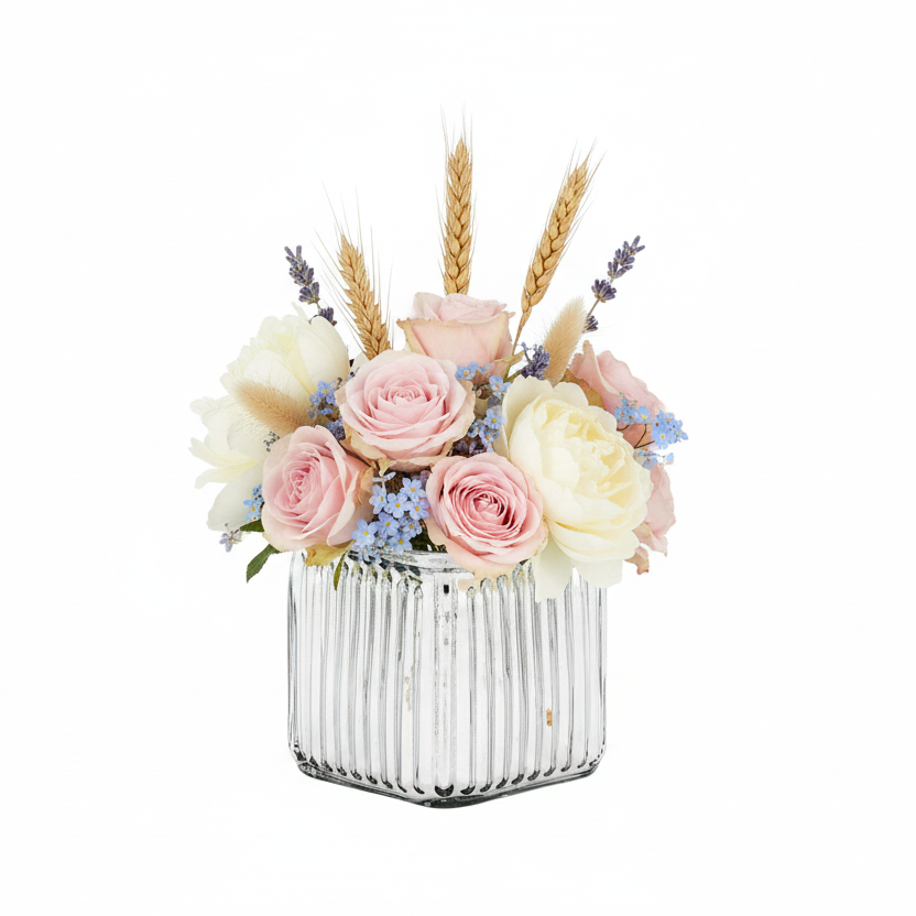 Maisie Fluted Glass Cube Vase-Urban Trends Collection-Urban Trends Collection