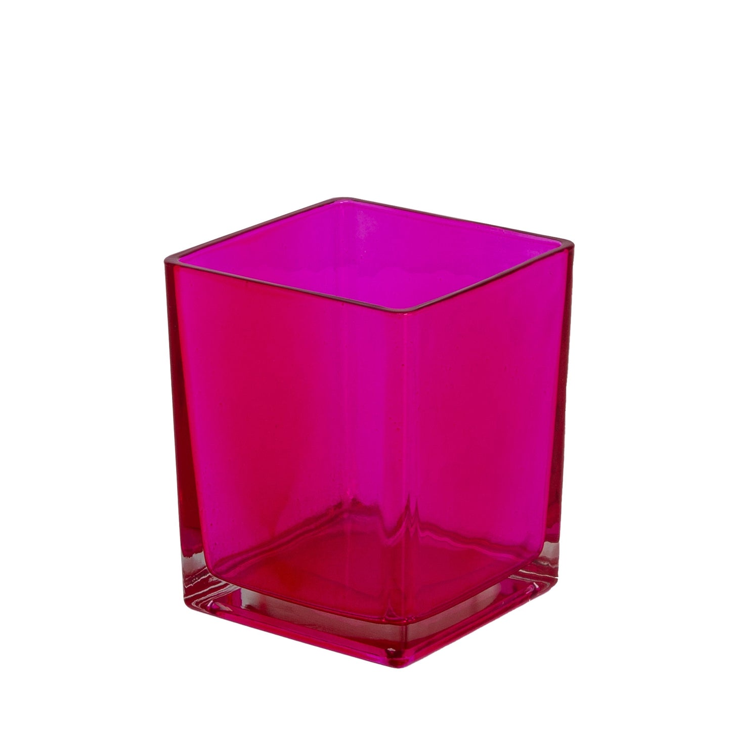 Lizze Clear Glass Cube Vase-Urban Trends Collection-Pink-Urban Trends Collection