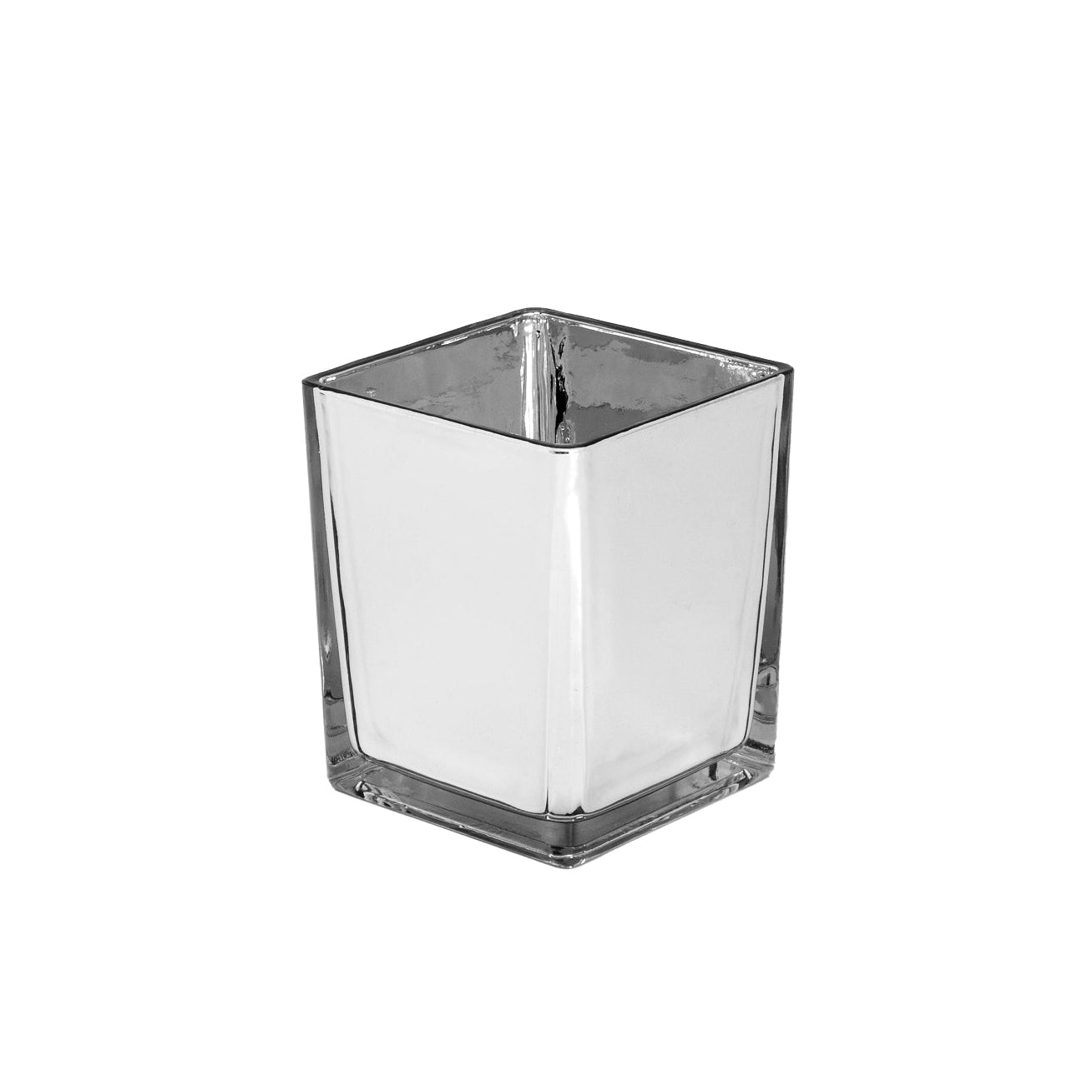Electra Glass Cube Vase-Urban Trends Collection-Silver-Urban Trends Collection