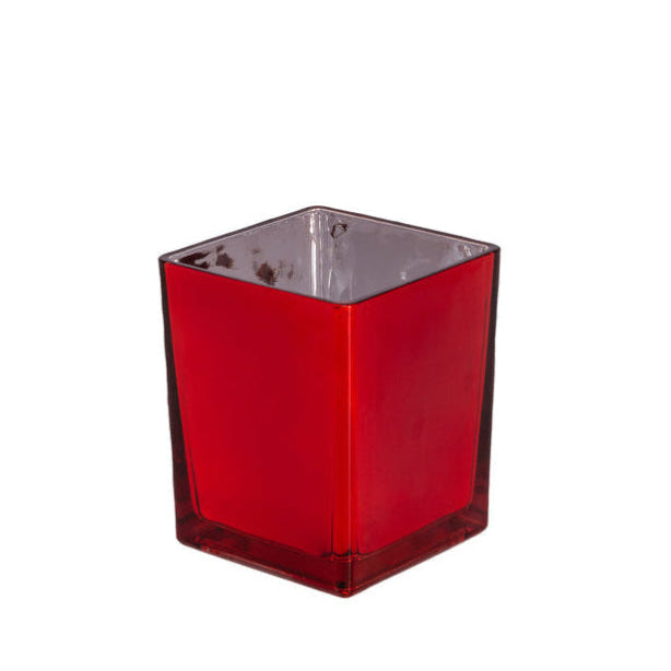 Electra Glass Cube Vase-Urban Trends Collection-Red-Urban Trends Collection