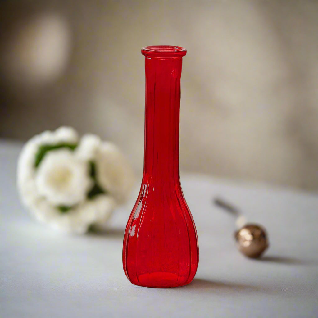 Quira Ribbed Bud Vase-Urban Trends Collection-Red-Urban Trends Collection