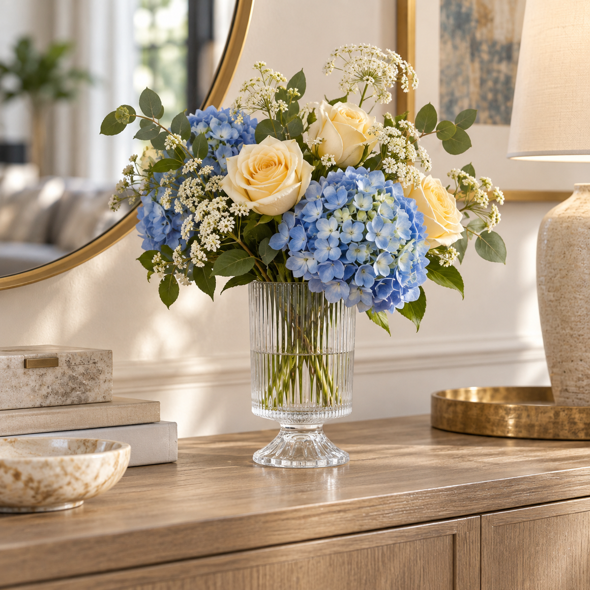 Kya Textured Pedestal Glass Vase