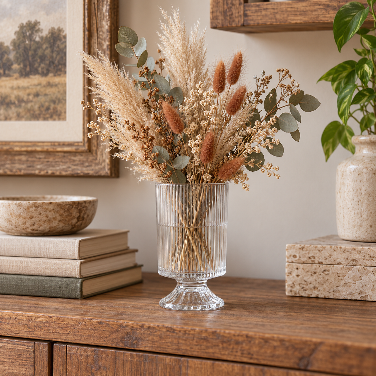 Kya Textured Pedestal Glass Vase