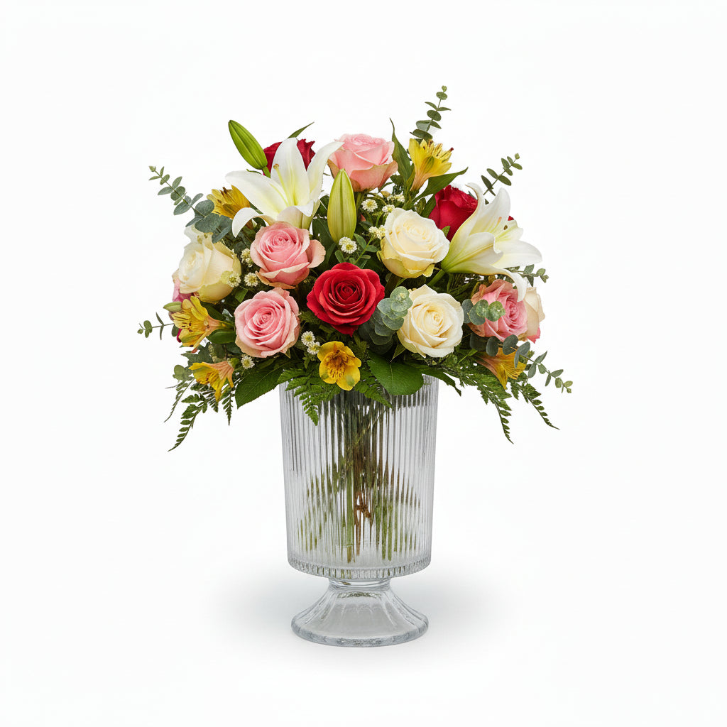 Kya Textured Pedestal Glass Vase