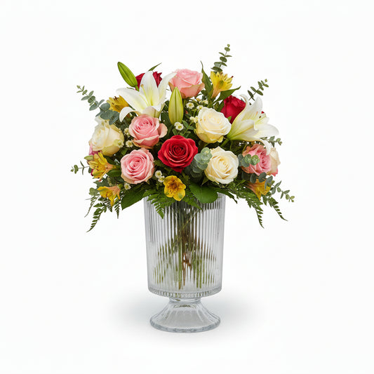 Kya Textured Pedestal Glass Vase