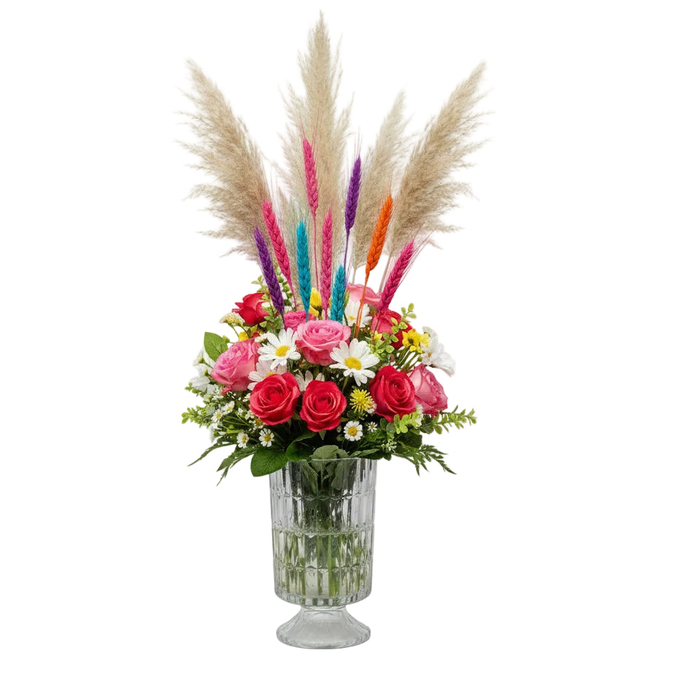 Kya Textured Pedestal Glass Vase