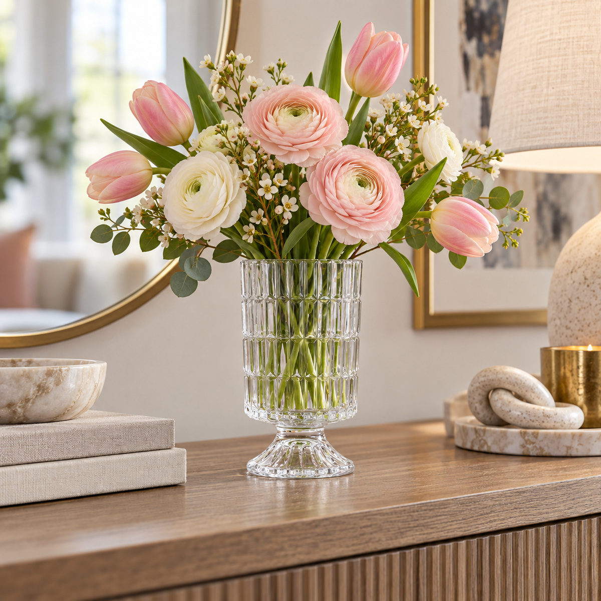 Kya Textured Pedestal Glass Vase