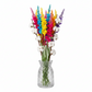 Cari Handcrafted Faceted Glass Vase with Tapered Neck & Diamond-Cut Pattern