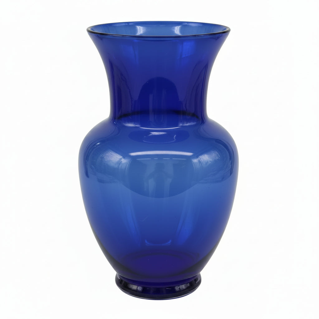 Evian Ginger Glass Vase with Bulbous Body & Flared Rim