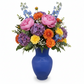 Evian Ginger Glass Vase with Bulbous Body & Flared Rim