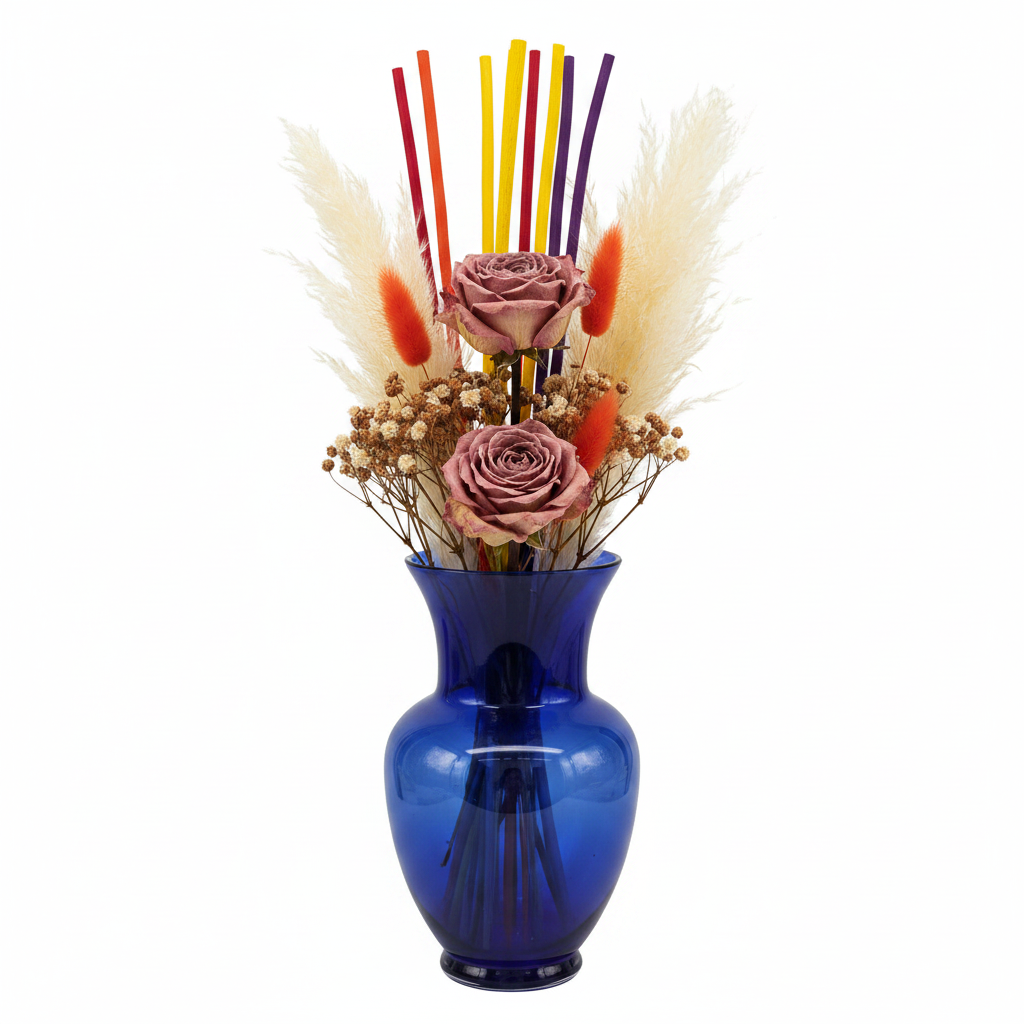 Evian Ginger Glass Vase with Bulbous Body & Flared Rim