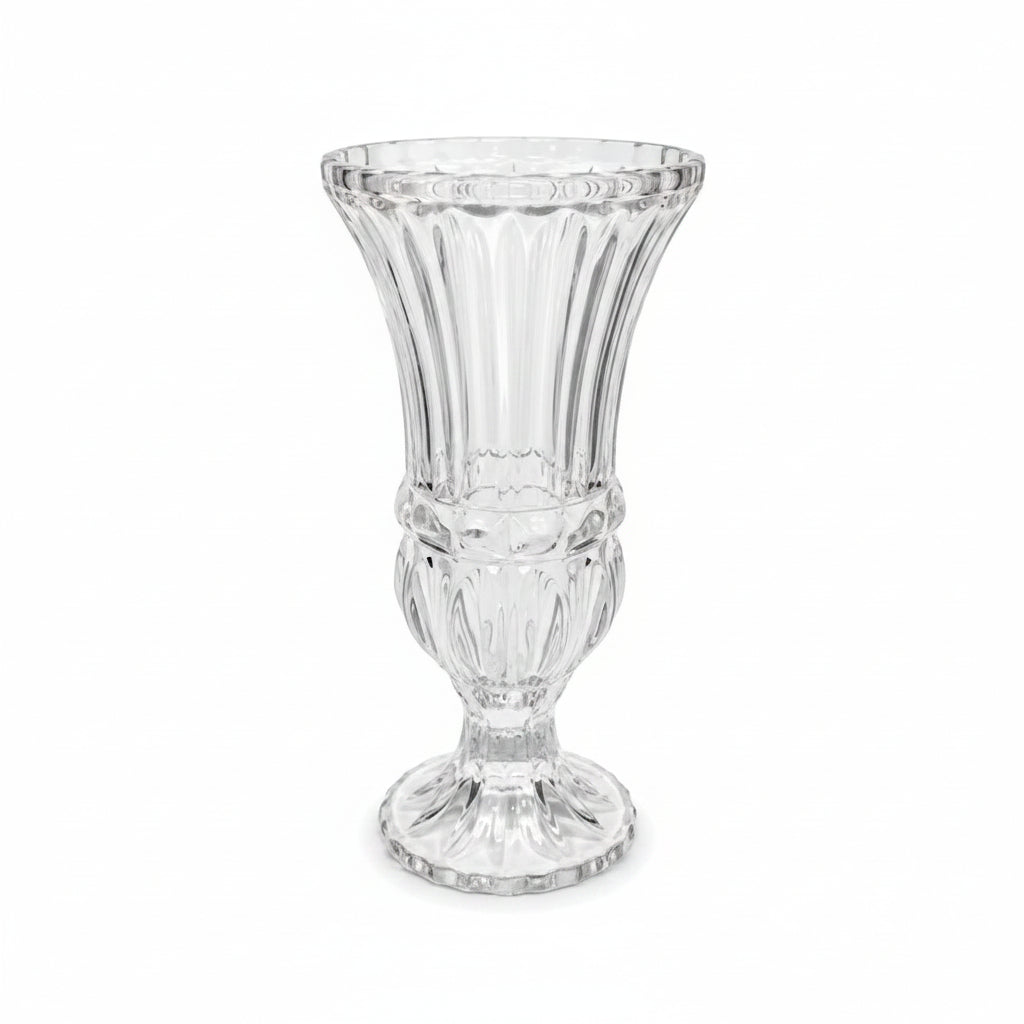 Tia Fluted Glass Pedestal Vase