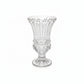A clear cut-crystal pedestal cup or goblet with vertical fluting and a faceted base, shown on a plain white background.