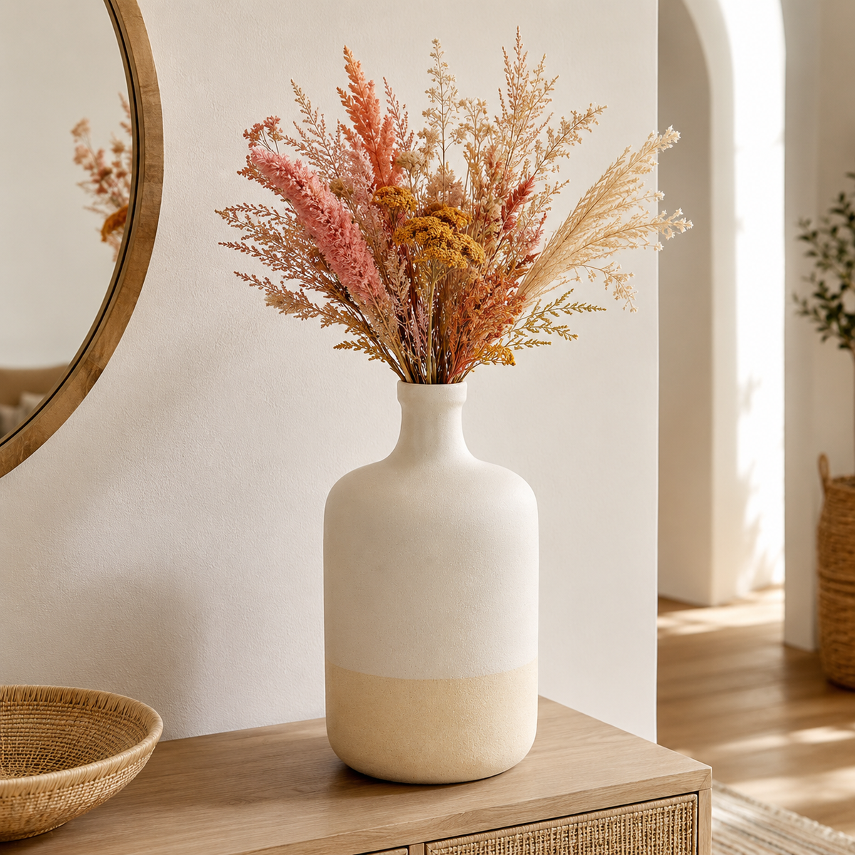 Maelle Speckled Round Ceramic Vase