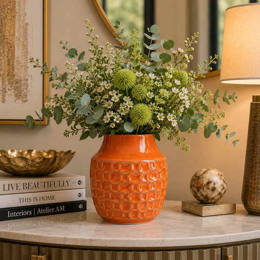 Marla Textured Bellied Ceramic Vase